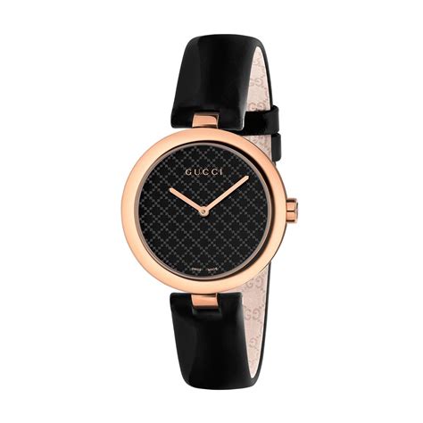 gucci diamantissima rose gold plated ladies watch|Black Leather Diamantissima Watch, 32mm With .